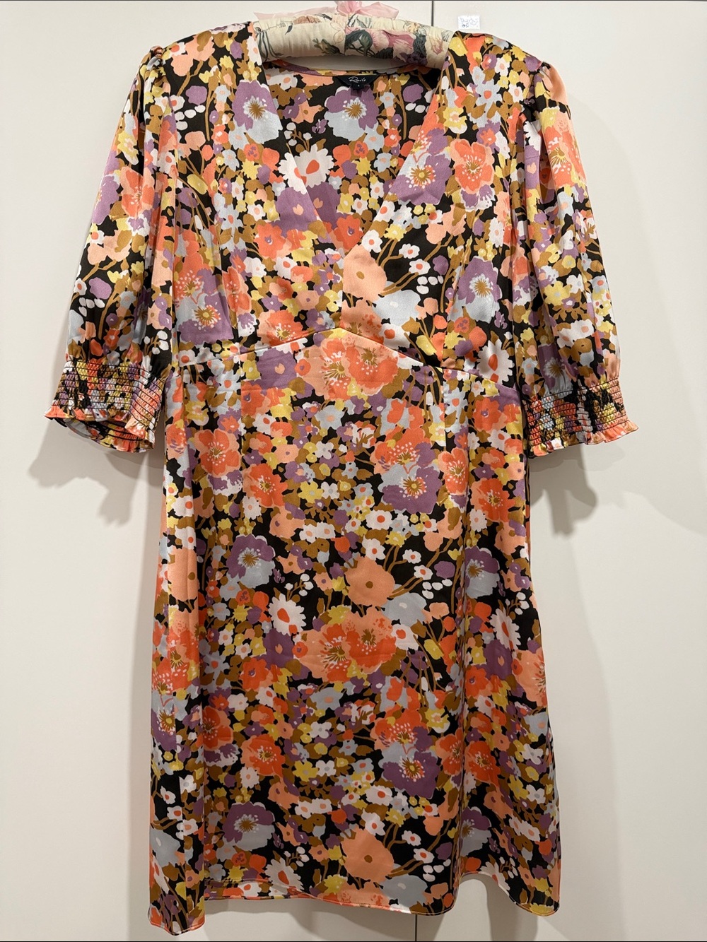 Rails Floral Midi Dress in Black, Peach & Lavender